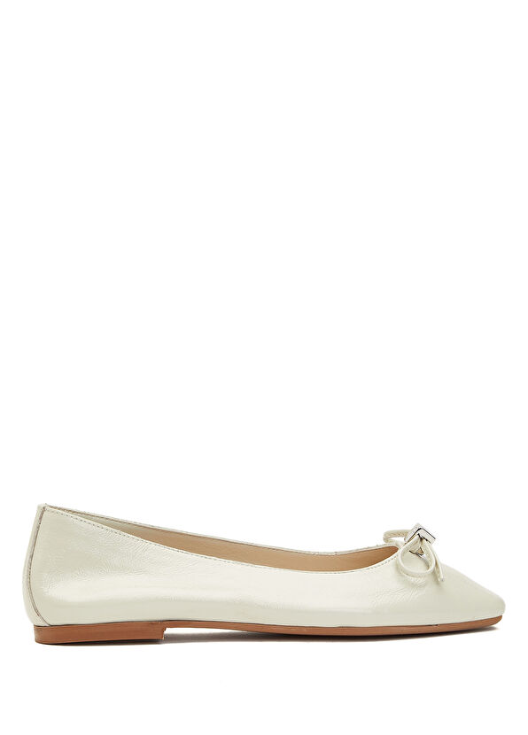 Beymen Club Ecru Logo Leather Ballet Flats - 1