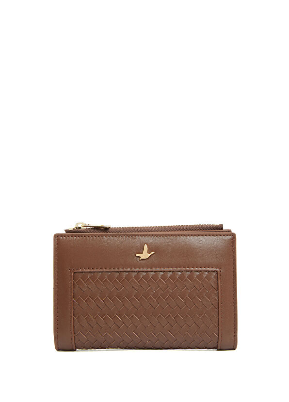 Beymen Club Brown Knitted Women's Leather Wallet - 1