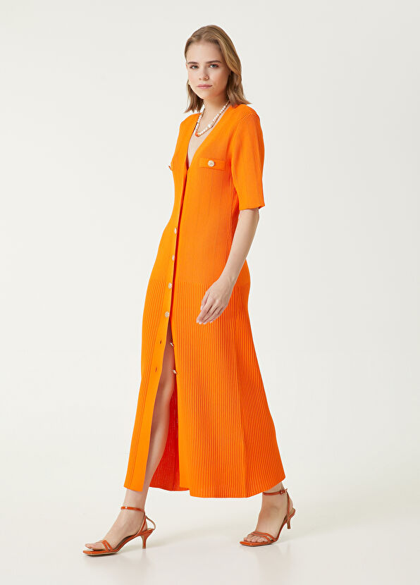 Beymen Club Orange Maxi Knit Dress - 4