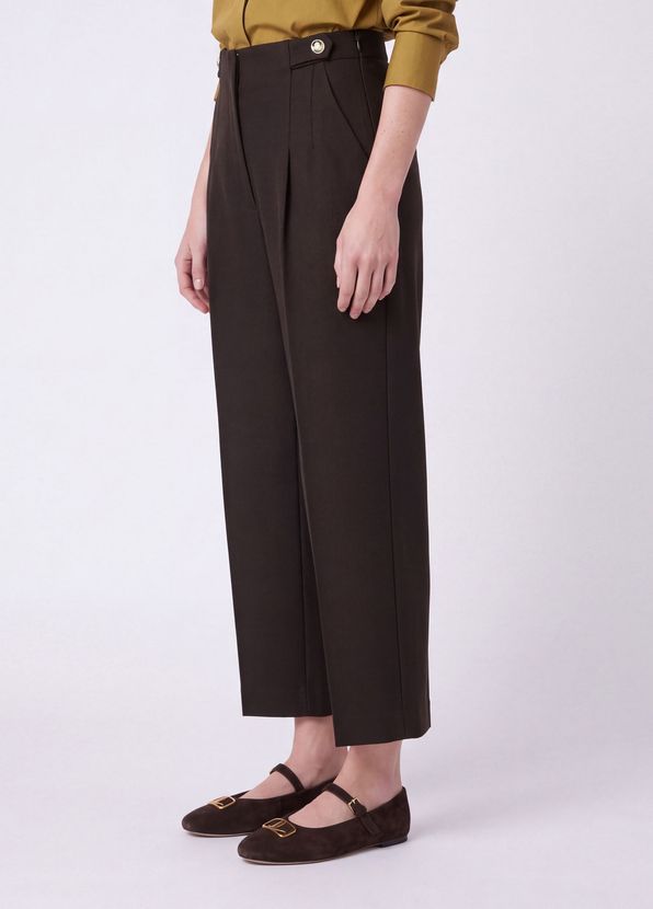 Beymen Club Brown Gold Buttoned Wool Blend Trousers - 3