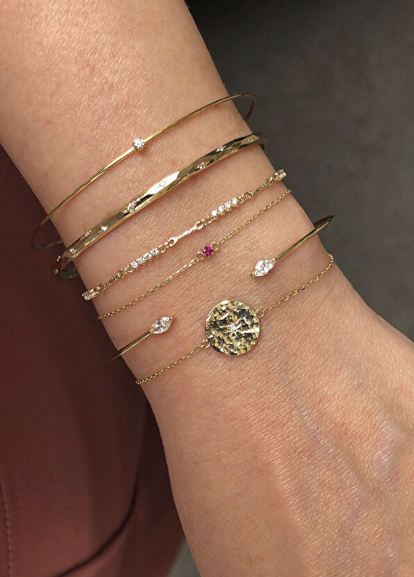 Ginza Design Jewelry Yolo Pırlanta Taşlı 14 Ayar Altın Kadın Bileklik - 2