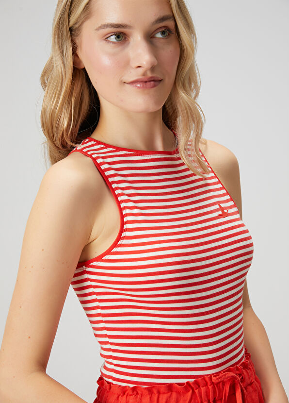Beymen Club Red White Striped Tank Top - 2