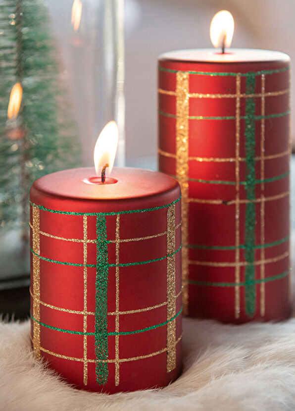 Chakra Kewa Red Green Large Size Cylinder Candle - 2