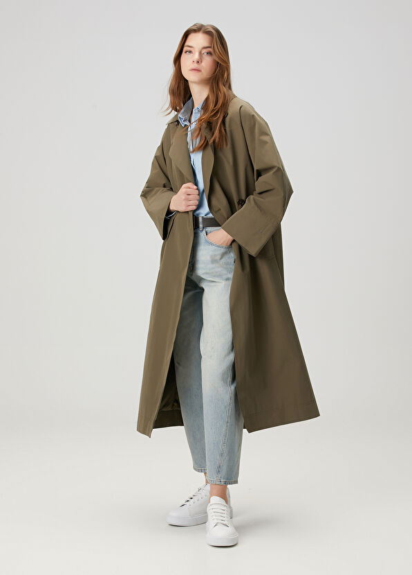 Beymen Club Oversize Haki Kruvaze Pardösü - 3