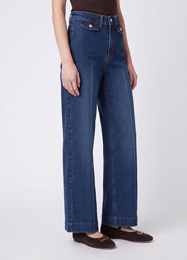 Beymen Club Indigo Wide Leg Jean Pantolon - 3