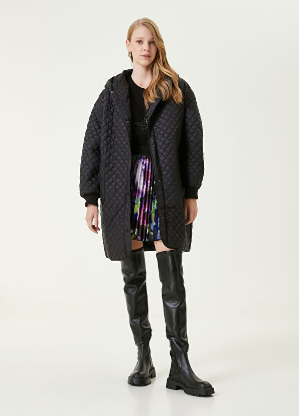 Beymen Club Siyah Kapüşonlu İnce Puff Mont - 1