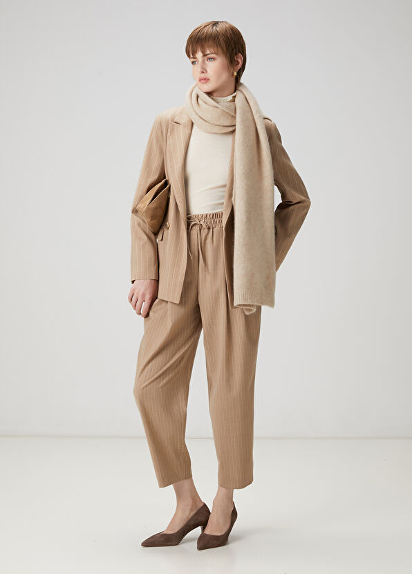 Beymen Club Camel Çizgili Yün Pijama Pantolon - 3