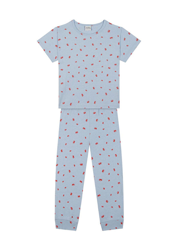 Antebies Yengeç Ailesi Mavi Kısa Kollu Erkek Çocuk Pijama Takımı - 1