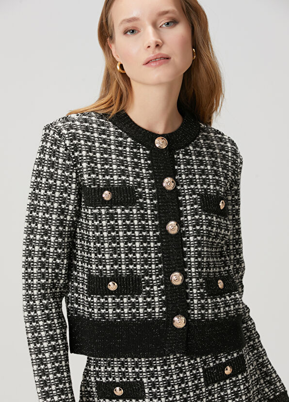 Beymen Club Siyah Beyaz Tweed Dokulu Triko Ceket - 2