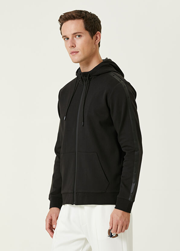 Beymen Club Siyah Kapüşonlu Şerit Kuş Baskılı Sweatshirt - 4