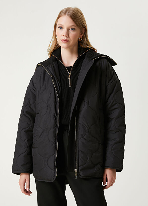 Beymen Club Black Knit Collar Coat - 4