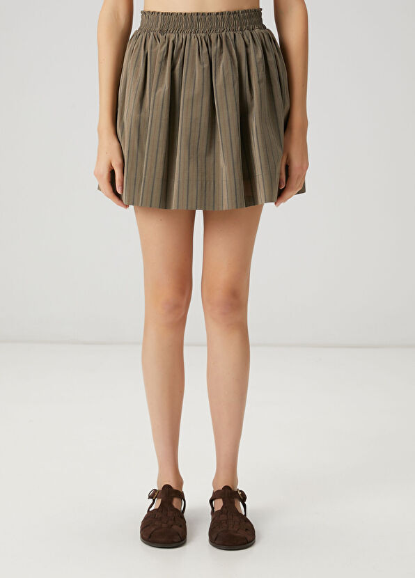 Beymen Club Haki Çizgili Mini Etek - 2