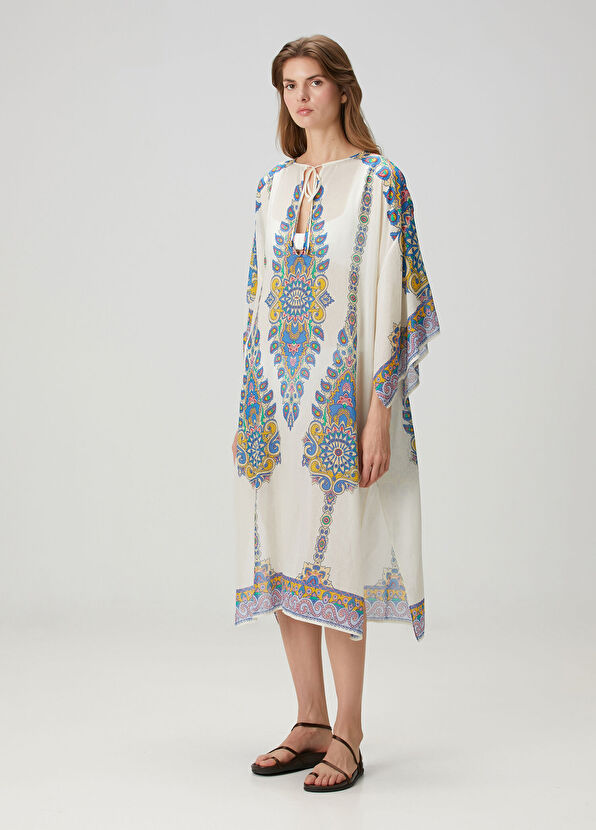 Etro Çok Renkli Şal Desenli Midi Plaj Elbisesi - 1