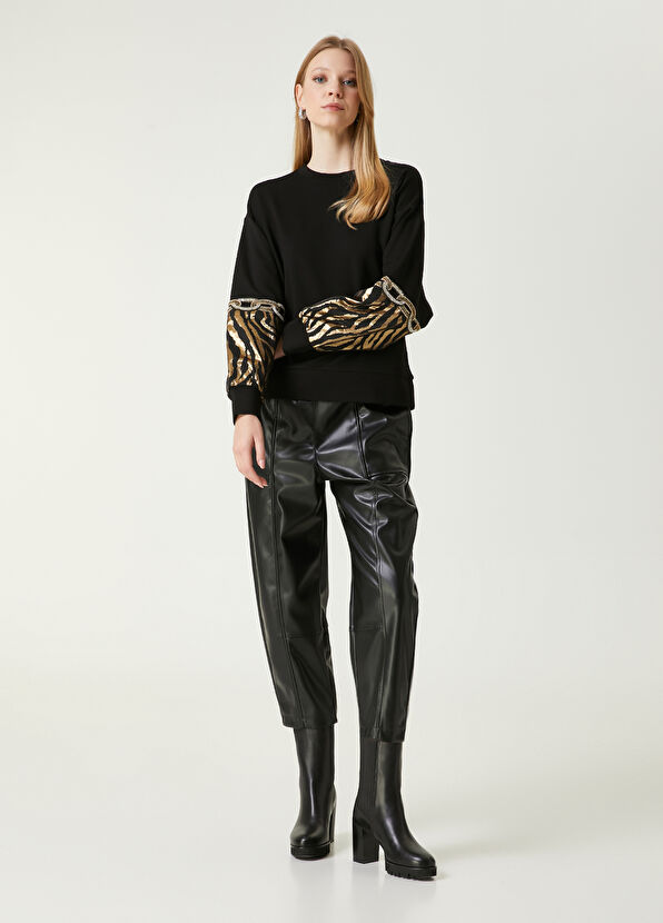 Beymen Club Siyah Taş İşlemeli Sweatshirt - 2