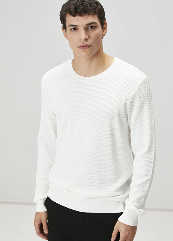 Beymen Club Off-White Honeycomb Knit Textured Sweater - 2