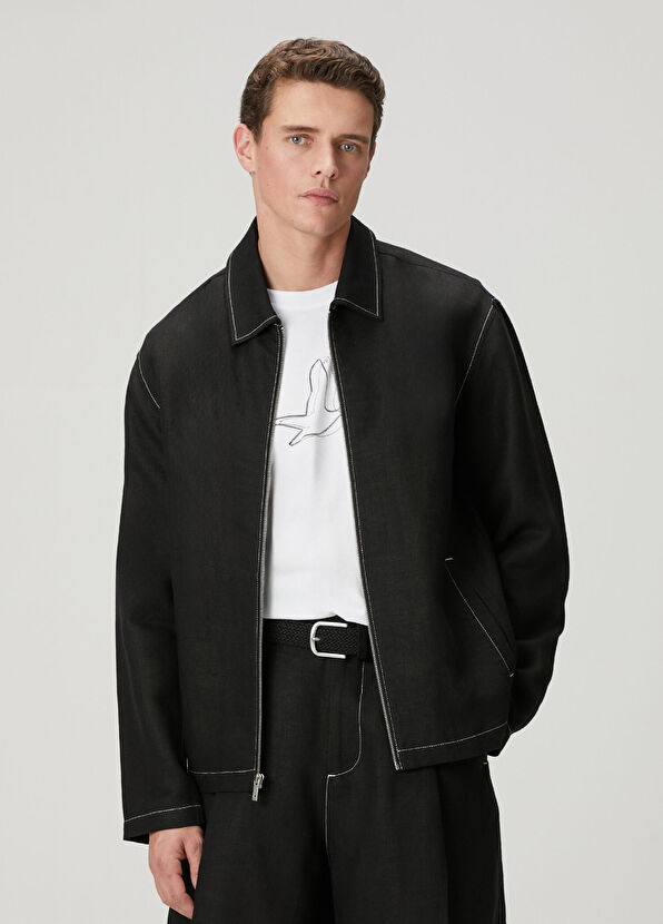 Beymen Club Black White Stitching Linen Outer Shirt - 3