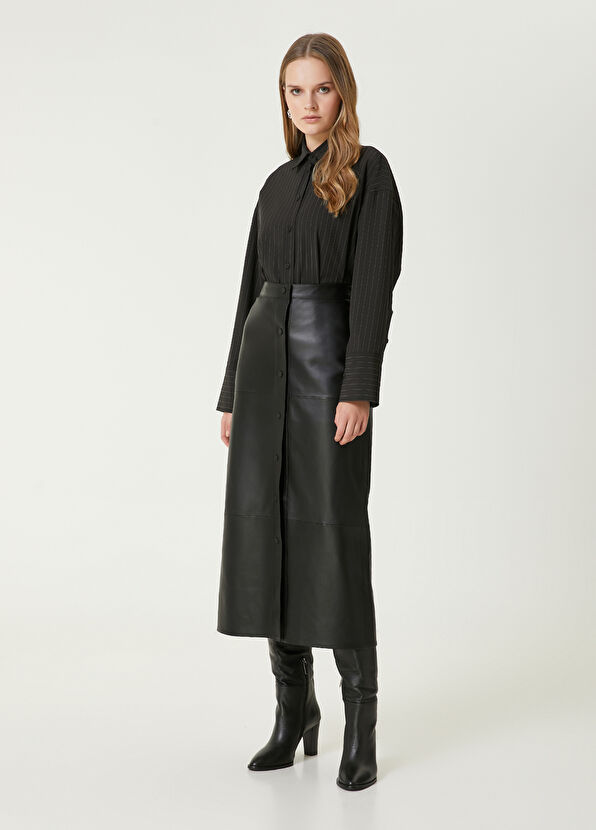 Beymen Club Siyah Çizgili Oversize Gömlek - 3