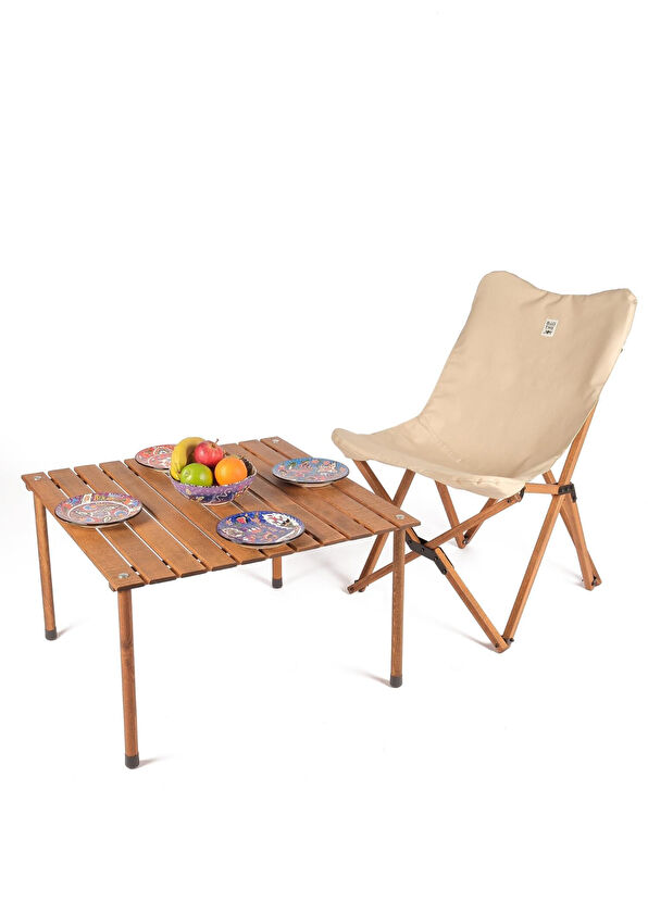 Bag The Joy Wooden Brown Foldable Camping Table - 3