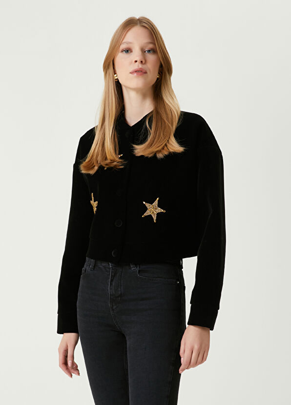 Beymen Club Black Embellished Velvet Bomber Jacket - 4