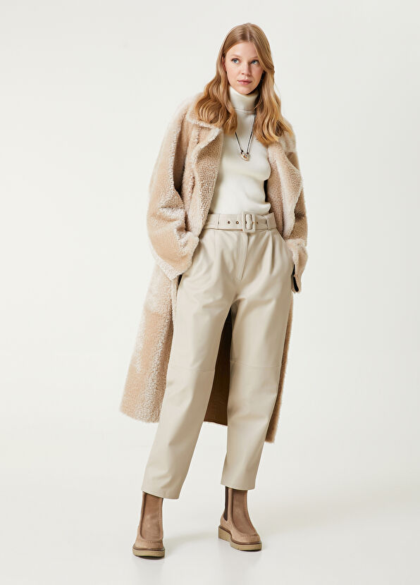 Beymen Club Off-White Leather Pants - 1