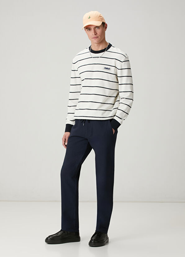 Beymen Club Kırık Beyaz Lacivert Oversize T-shirt - 2