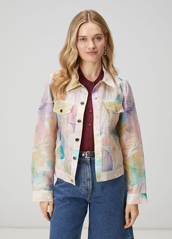 Beymen Club Floral Linen Trucker Jacket - 4