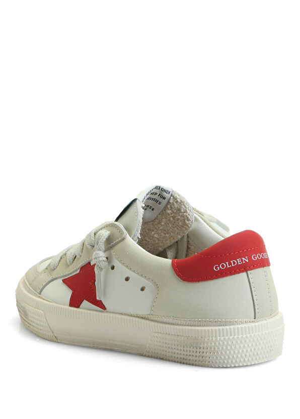 Golden Goose May Beyaz Kırmızı Logolu Çocuk Deri Sneaker - 1