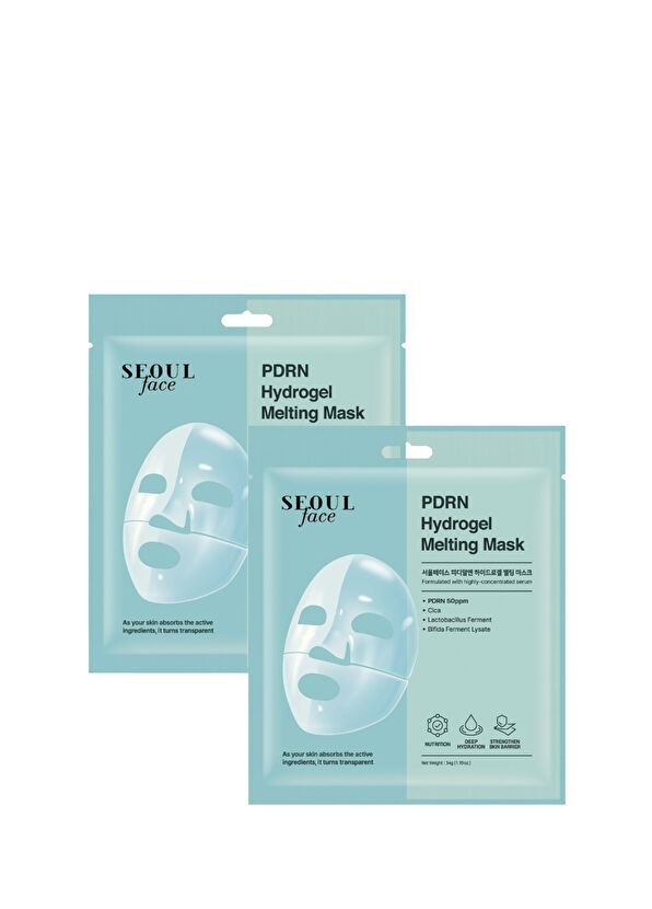 Dermal Seoul Face PDRN Hydrojel Eriyen Maske Nemlendirici Cilt Onarıcı Şeffaf Jel 2 Adet Yüz Maskesi 34 gr - 1