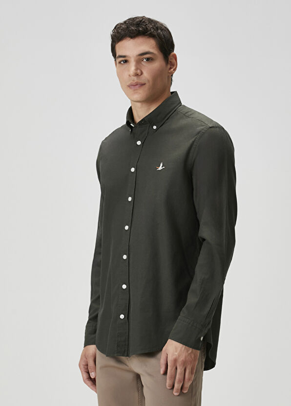 Beymen Club Comfort Fit Haki Oxford Gömlek - 4