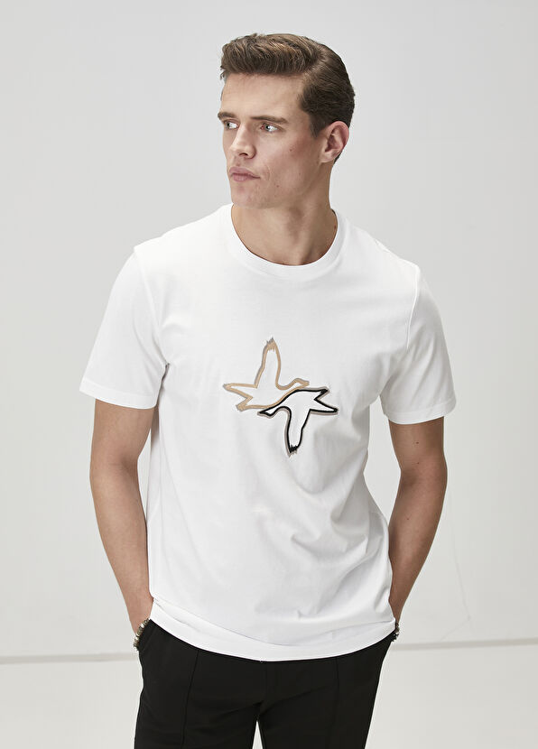 Beymen Club White Goose Embroidered T-Shirt - 1