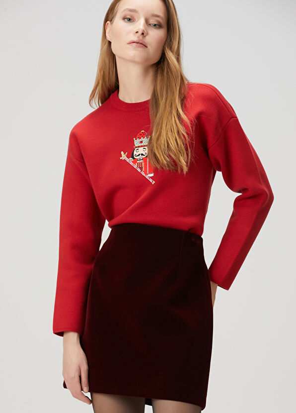 Beymen Club Kırmızı Kurşun Asker Nakışlı Sweatshirt - 1