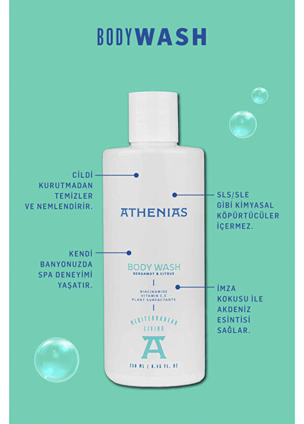 Athenias Niacinamide E Ve C Vitamini İçeren Nemlendirici Duş Jeli 250 ml - 2