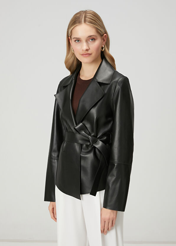 Beymen Club Siyah Beli Kuşaklı Süet Ceket - 1