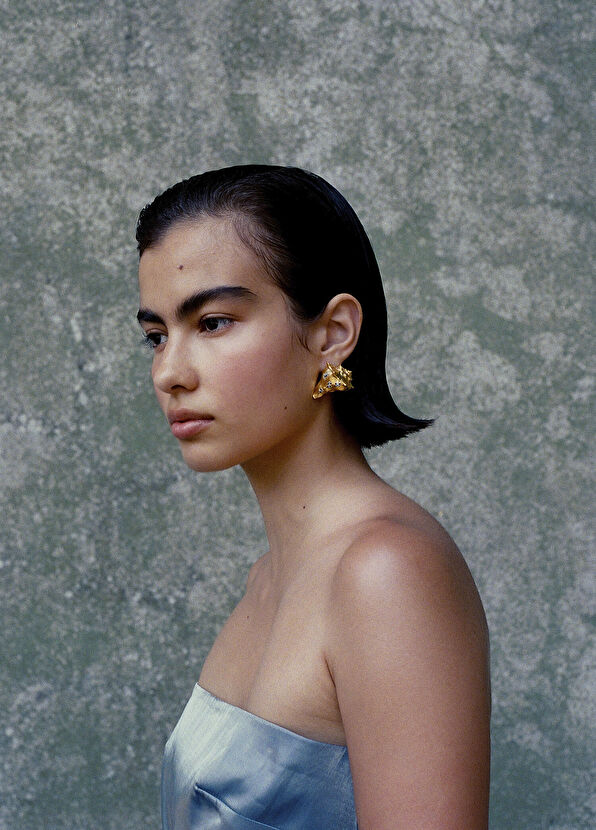 Peracas Sicilia 24 Ayar Altın Kaplama Swarovski Taş Kadın Küpe - 2