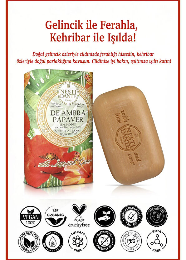 Nesti Dante With Love and Care De Ambra Papaver Gelincik Vegan Bakım Sabunu 250 gr - 2
