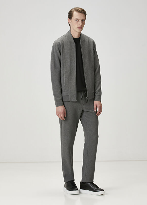 Beymen Club Antrasit Ottoman Dokulu Bomber Sweatshirt - 3