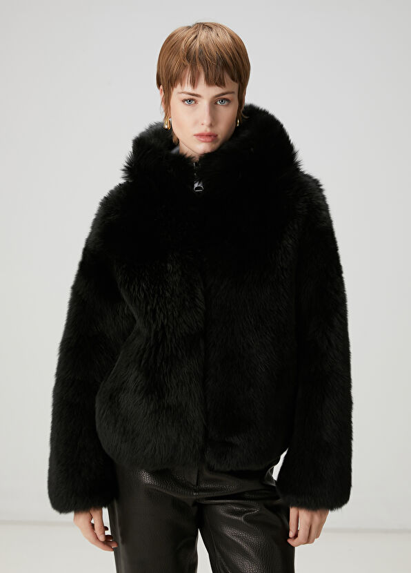 Beymen Club Siyah Kapüşonlu Kaban - 1