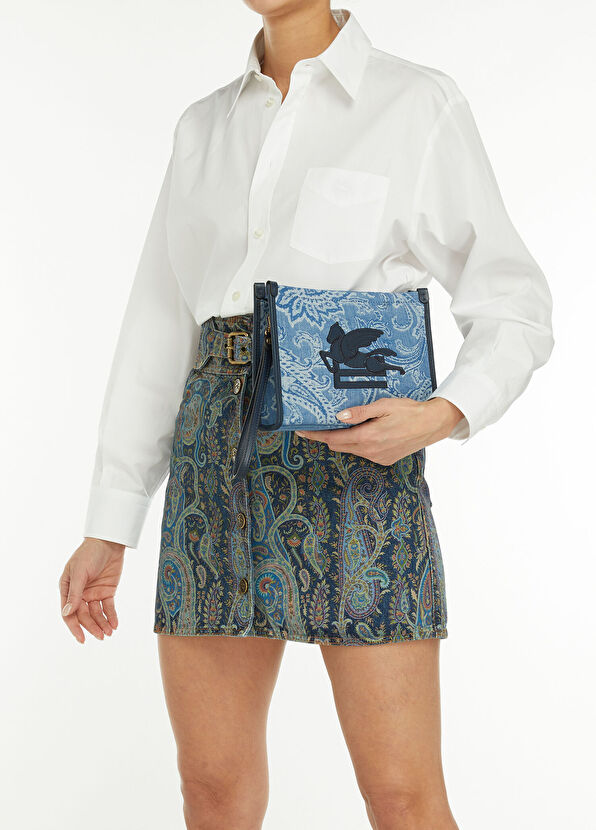 Mavi Etnik Desenli Kadın El Portföyü - Görsel 3