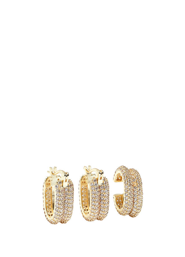 Beymen Collection Gold Stone Detailed Women's Earcuff Earrings Set - 2