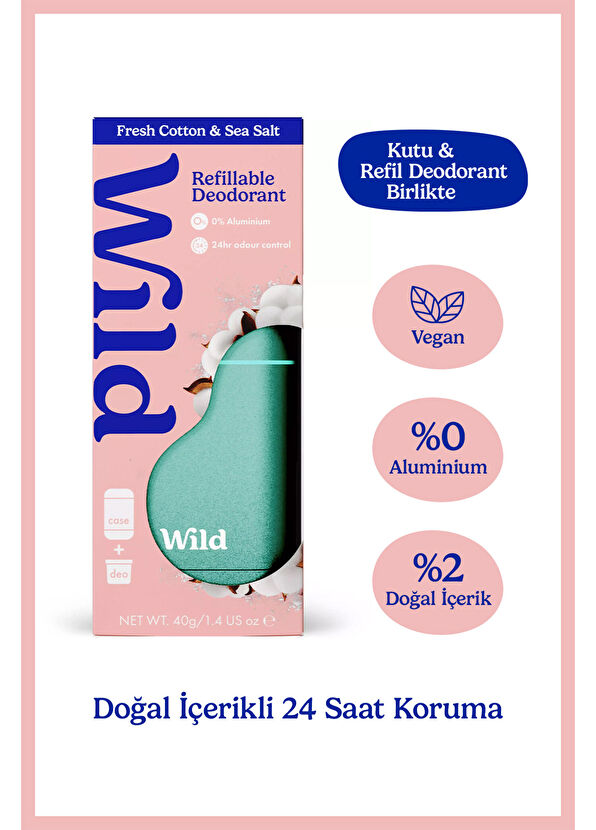 Wild Aqua Case + Fresh Cotton & Sea Salt Deodorant + Refill Fresh 40 gr - 2