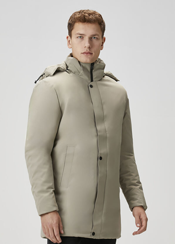 Beymen Club Light Khaki Hooded Long Coat - 3