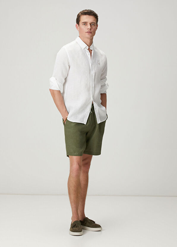 Beymen Club Comfort Fit Beyaz Keten Gömlek - 3