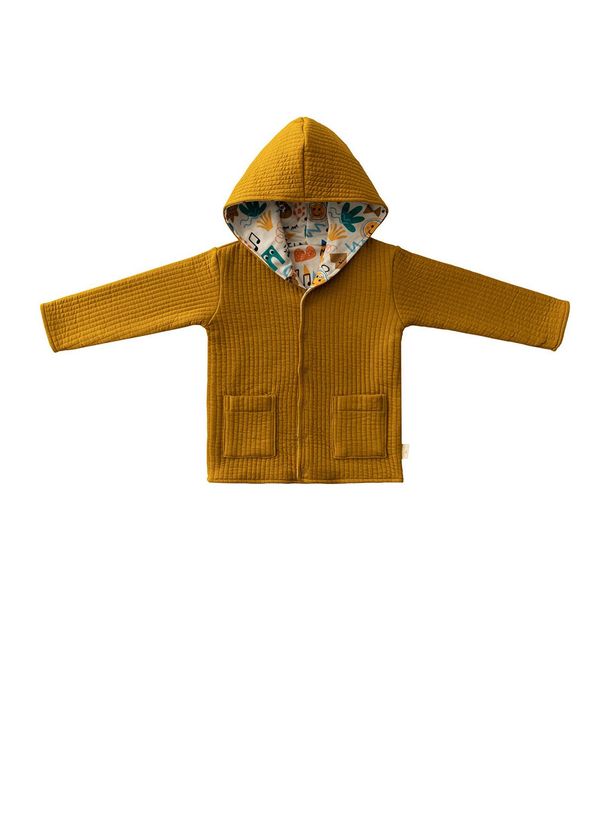 Miela Kids Happy Doodles Reversible Mustard Quilted Jacket - 1