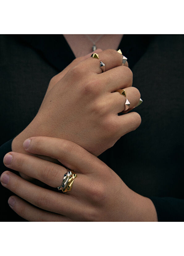 Mishka Brisk 22 Rodyum Kaplama 925 Ayar Gümüş Unisex Yüzük - 4