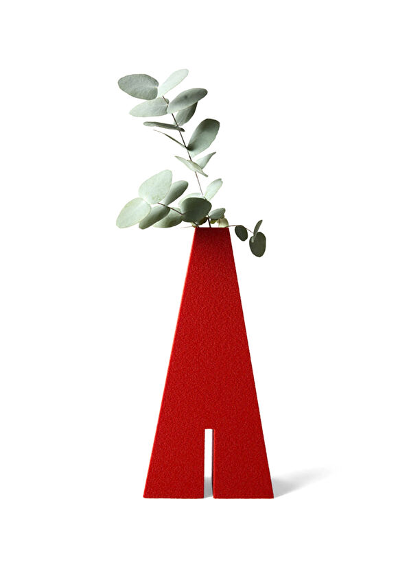 Das Pieces Obelisk No:2 Red Decorative Vase - 3