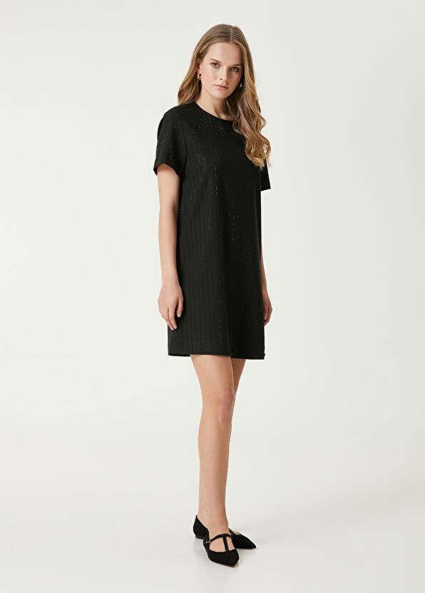 Black Swarovski Ribbon Stones Mini Dress Beymen Club Black Swarovski Ribbon Stones Mini Dress - 3