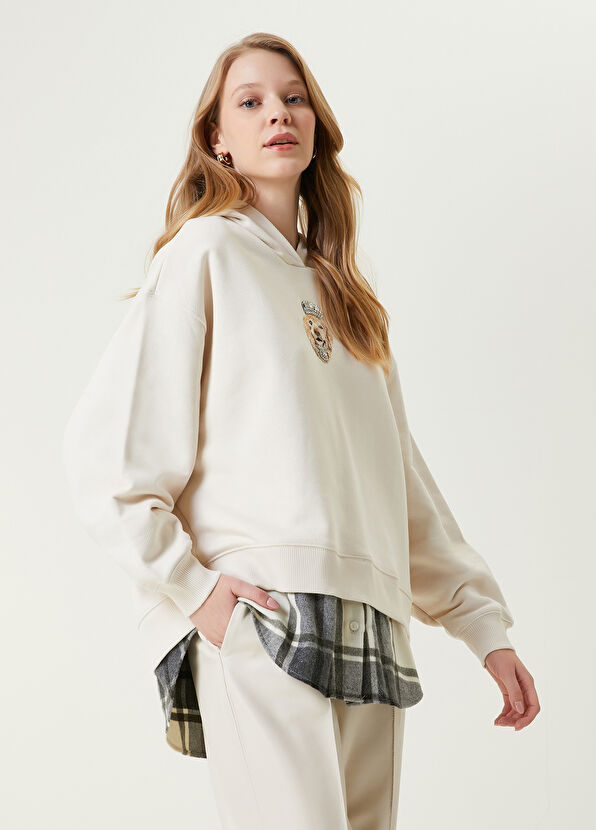 Beymen Club Bej Kapüşonlu Ekose Detaylı Sweatshirt - 1