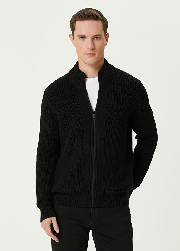 Black Rib Braided Cardigan Beymen Club Black Rib Braided Cardigan - 1