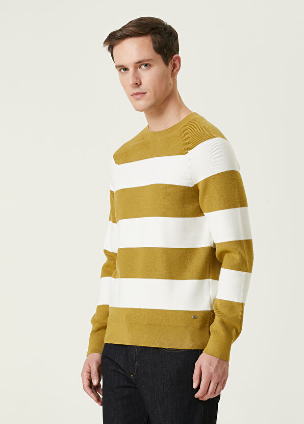 Beymen Club Light Green Striped Jacquard Sweater - 1