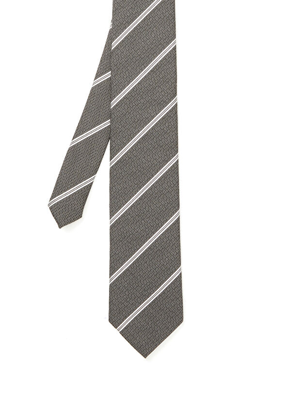 Beymen Club Green Diagonal Striped Silk Tie - 1